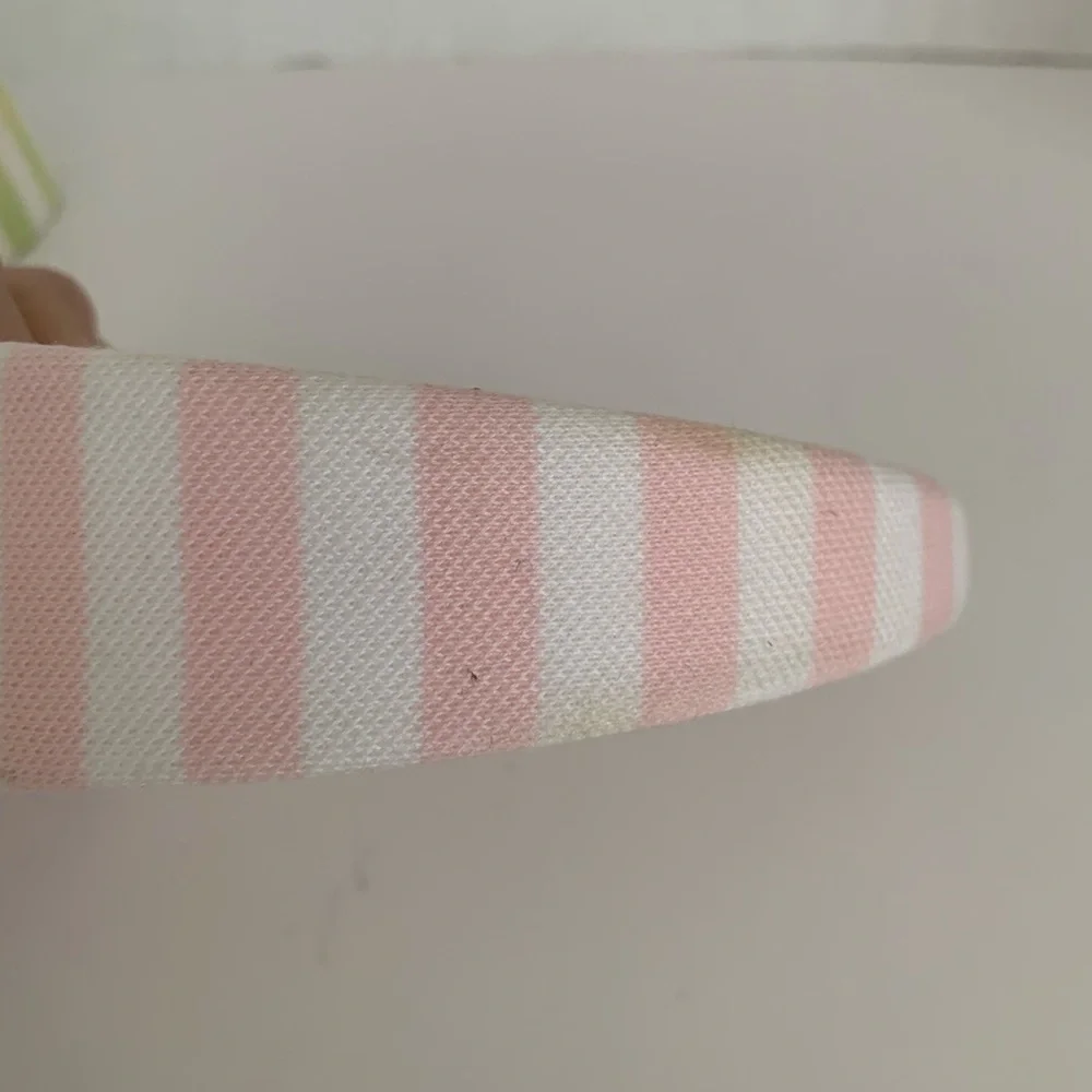 Lacoste Kids Striped Wide Headbands Lot  Pink Green White Embroidered Logo Girls